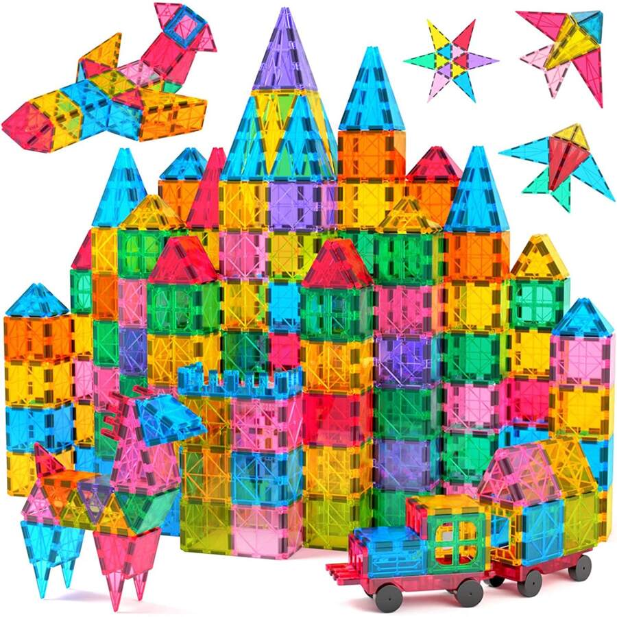Jasonwell Magnetic Tiles 108pcs Kids Magnetic Blocks Building Sets 3D ...