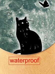 1入組貓和月亮夜光牆貼PVC防水自黏式臥室裝飾牆紙 - 藍色 - 查看 6