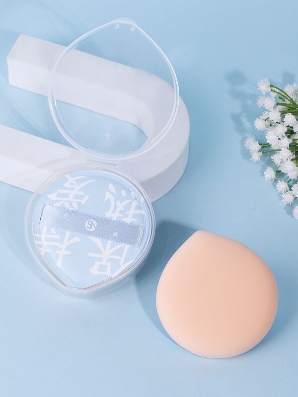 Makeup Puff Set 2pcs Cushion Puffs & 1pc Storage Box, Dry & Wet Dual