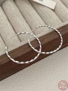 1 Paire De Boucles D'oreilles En Argent Sterling 925 Torsadées Et Scintillantes Avec Coffret Cadeau, Cadeau De La Saint-valentin Pour Femmes