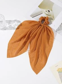 1入組女性橘色雪紡蝴蝶結髮圈適用於溫和,日常,度假和穿戴