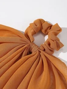 1入組女性橘色雪紡蝴蝶結髮圈適用於溫和,日常,度假和穿戴