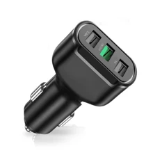 Cargador De Coche 3 En 1, Cargador Rápido Qc3.0, Adaptador De Carga Rápida, Cargador De Coche - Negro - Ver 1