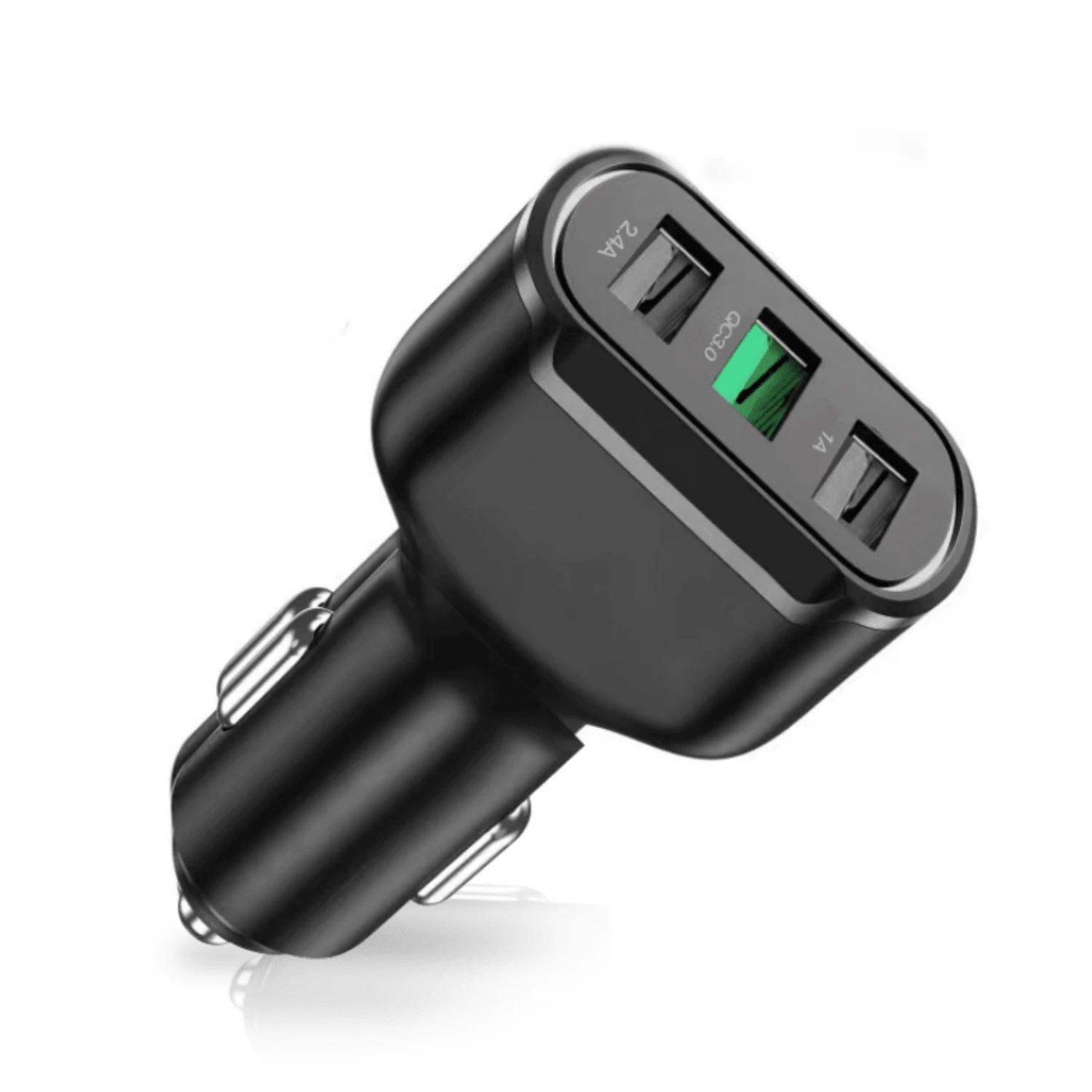 Cargador De Coche 3 En 1, Cargador Rápido Qc3.0, Adaptador De Carga Rápida, Cargador De Coche - Negro - Ver 1
