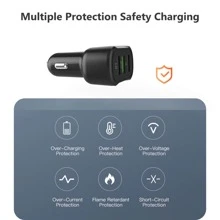 Cargador De Coche 3 En 1, Cargador Rápido Qc3.0, Adaptador De Carga Rápida, Cargador De Coche - Negro - Ver 4