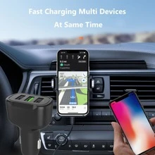 Cargador De Coche 3 En 1, Cargador Rápido Qc3.0, Adaptador De Carga Rápida, Cargador De Coche - Negro - Ver 6