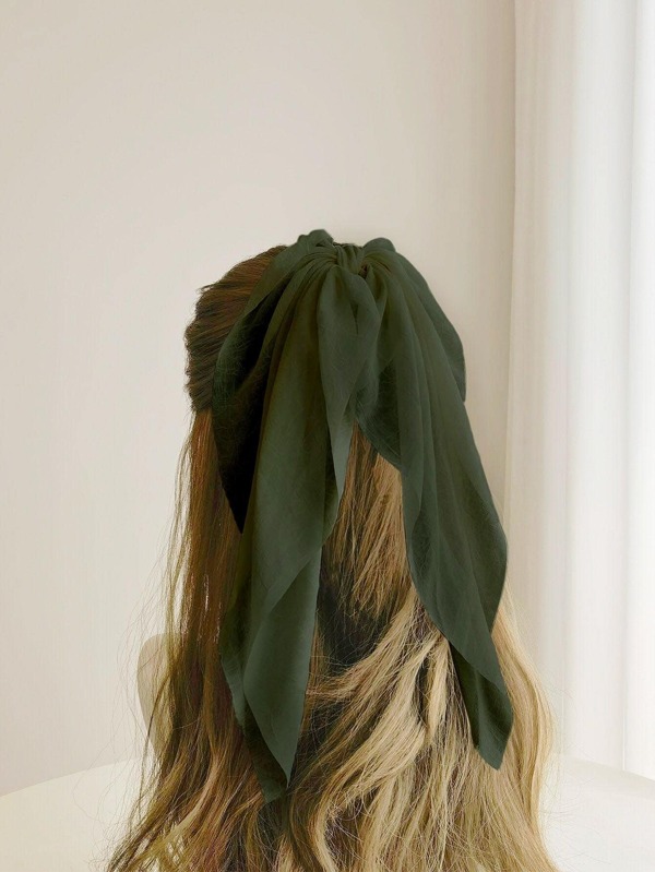 1pc Women's Green Chiffon Ribbon Hair Scrunchie For Vacation, Daily Or Casual Wear Valentine's Day Valentines Scrunchies Hair Ties Scrunchy Hair Ties