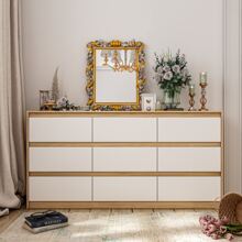 ECACAD Chest Of Drawers 9 Drawer Dresser, Wood Dresser 9 Drawer Chest - 原木色 - 查看 4