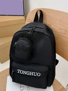 孩子們的大容量黑色後背包帶多口袋和拉鍊,合適的適用於學生日常使用和旅行 - 黑色 - 查看 5