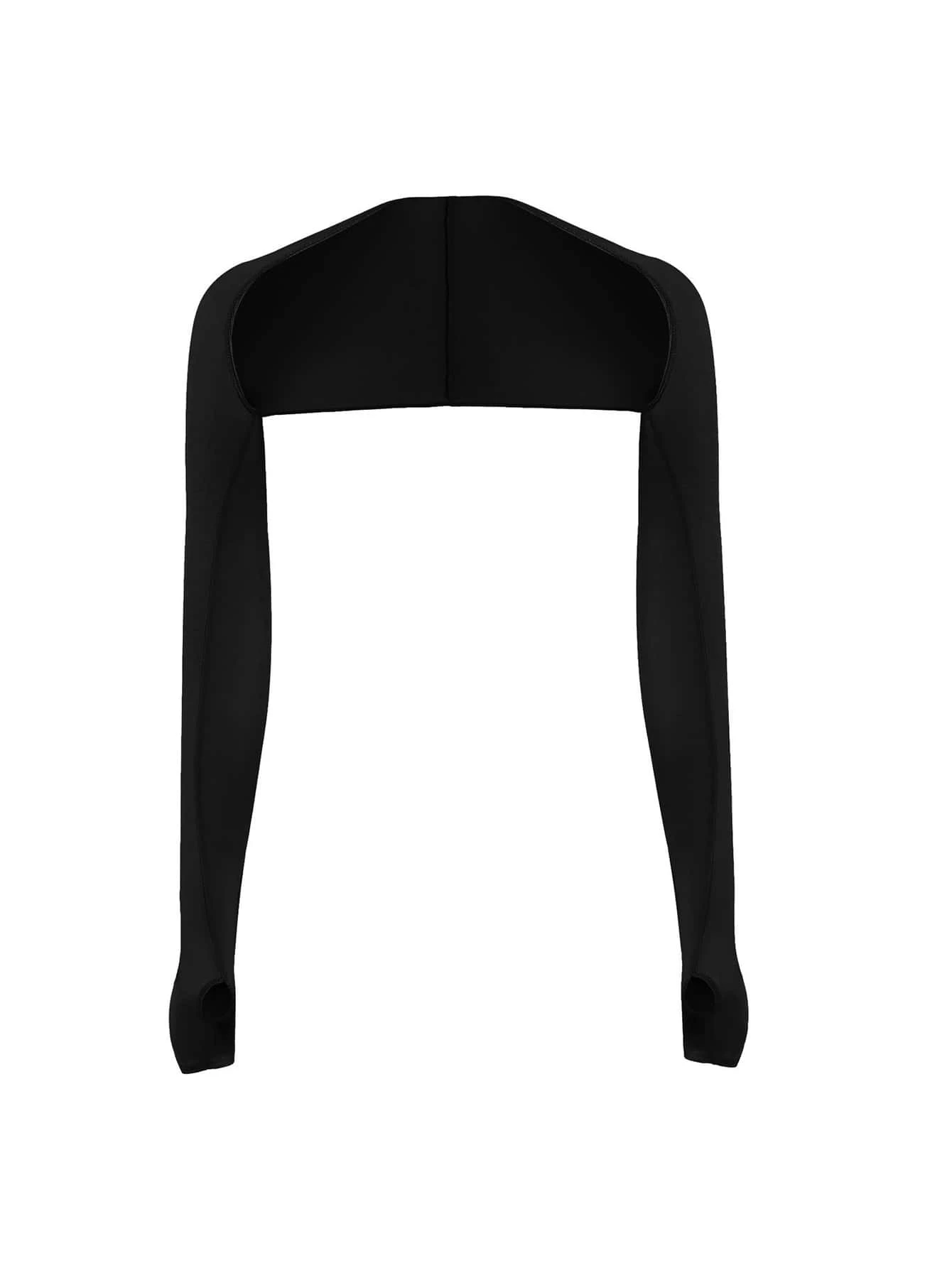 歐美風夏季防紫外線披肩袖高爾夫戶外騎行純色薄款一字肩女運動套袖 - 黑色 - 查看 1