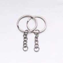 10入組/包25/28/30mm6色圓形打開圓環鑰匙圈帶尾巴鏈條和DIY首飾製作鑰匙圈 - 銠色 - 查看 2