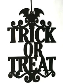 TYFYO Biển báo treo Halloween Trick Or Treat Cửa quán bar Tường Vải không dệt Trang trí treo Vật dụng trang trí tiệc Halloween, Giáng sinh - màu đen - Xem 2