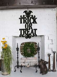 TYFYO Biển báo treo Halloween Trick Or Treat Cửa quán bar Tường Vải không dệt Trang trí treo Vật dụng trang trí tiệc Halloween, Giáng sinh - màu đen - Xem 5