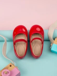 1pair Baby Shoes With Elastic Band & Massage Insole & Non-Slip Sole For Outdoor Activities, Spring/Summer - Red - View 3