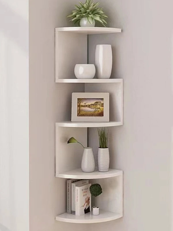 Multilayer Corner Shelves, Floating Corner Shelf, Wall Organizer Storage, Easy-to-Assemble Tiered Wall Mount Shelves for Bedrooms, Bathroom Shelves, Kitchen, Offices, Living Rooms (1pc)) | SHEIN UK