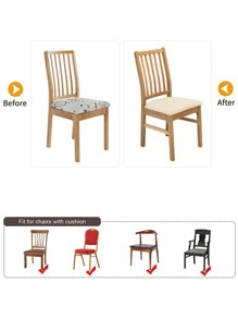 6入組淺褐色的座椅墊覆蓋,現代簡約風格滌綸纖維彈性椅墊,合適的適用於餐廳,客廳,臥室,四適用 - 米色 - 查看 6