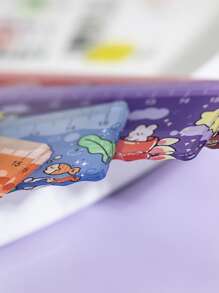 1pc 15cm Acrylic Ruler With Cartoon Patterns, Not Easily Breakable, Multi-Purpose Wave Edge Design,Rulers - Multicolor - View 5