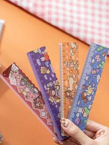 1pc 15cm Acrylic Ruler With Cartoon Patterns, Not Easily Breakable, Multi-Purpose Wave Edge Design,Rulers - Multicolor - View 7