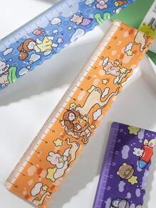 1pc 15cm Acrylic Ruler With Cartoon Patterns, Not Easily Breakable, Multi-Purpose Wave Edge Design,Rulers - Multicolor - View 4