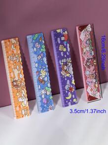 1pc 15cm Acrylic Ruler With Cartoon Patterns, Not Easily Breakable, Multi-Purpose Wave Edge Design,Rulers - Multicolor - View 6