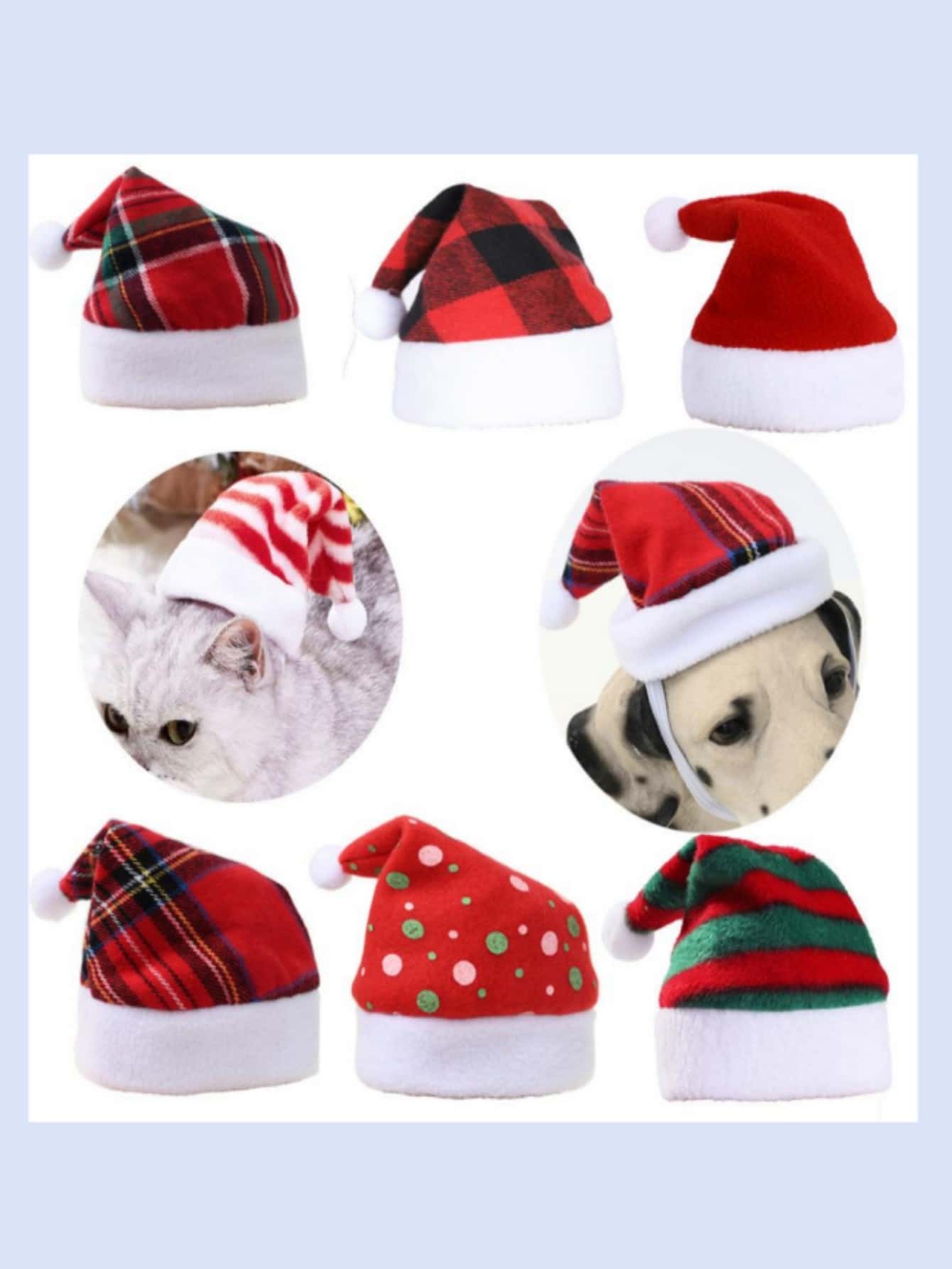 1只寵物狗/貓可調節式聖誕派對帽(隨機混合圖案)