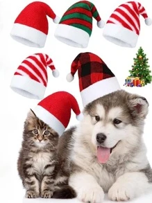 1只寵物狗/貓可調節式聖誕派對帽(隨機混合圖案)