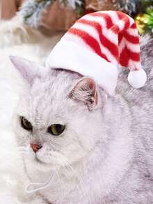 1只寵物狗/貓可調節式聖誕派對帽(隨機混合圖案)