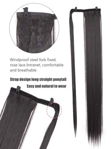 超長直筒馬尾合成纖維接髮 - 黑色 - 查看 3