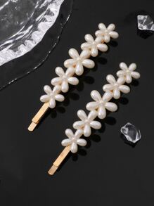 2入組人造珍珠裝飾邊夾 - 彩色 - 查看 2