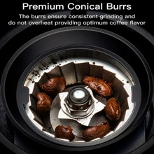 Sboly Conical Burr Coffee Grinder, Electric Coffee Grinder with 35 Grind Settings for 2-12 Cups, Adjustable Burr Mill Coffee Bean Grinder for Espresso, Drip Coffee, Pour Over, & French Press Coffee - 黑色 - 查看 4