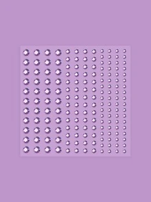 面部纹身贴纸，1 件紫色仿珍珠脸贴纸假纹身防水化妆纹身贴纸 DIY 化妆身体艺术贴花 - 紫色 - 查看 3