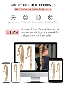 Long Braided Ponytail Extension 30 inch Golden Wrap Around Hair Extensions Ponytail Natural Soft Synthetic Hair Piece for Women