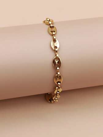 1 pieza Pulsera de cadena de moda de acero inoxidable oval para mujeres