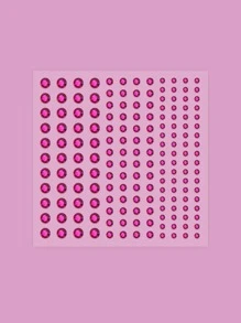 珠寶臉部貼紙，1入組深粉紅色水鑽臉部貼紙防水化妝紋身貼紙適合派對和節日裝飾 - 粉色 - 查看 3