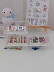 1pc Stackable Tape Cutter, Transparent Tape Dispenser Case, No Tape Included Back To School
