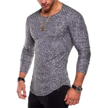Camisas Para Hombre Playeras De Hombre Con Cuello Redondo - Gris Oscuro - Ver 1