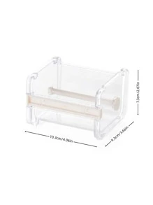 1pc Stackable Tape Cutter, Transparent Tape Dispenser Case, No Tape Included Back To School