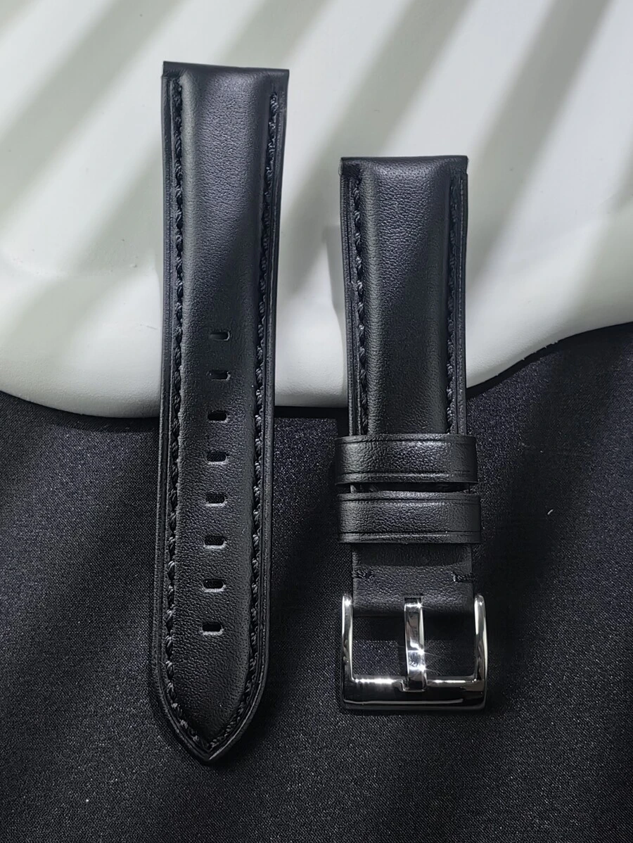 1pc Pu Leather Watch Band For Men With Pin Buckle - Black - View 1