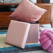 Storage Stool Ottoman Footrest - Pink - View 1