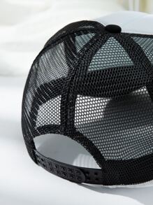 中性字母和熊圖案網眼棒球帽 - 黑色 - 查看 3