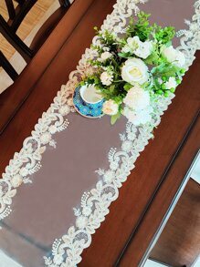 100% 涤纶面料，精致 3D 刺绣厨房/餐桌旗，桌旗，桌布，餐垫，家居装饰，节日装饰，室内/室外，派对/婚礼系列，1 件桌旗 - 彩色 - 查看 7