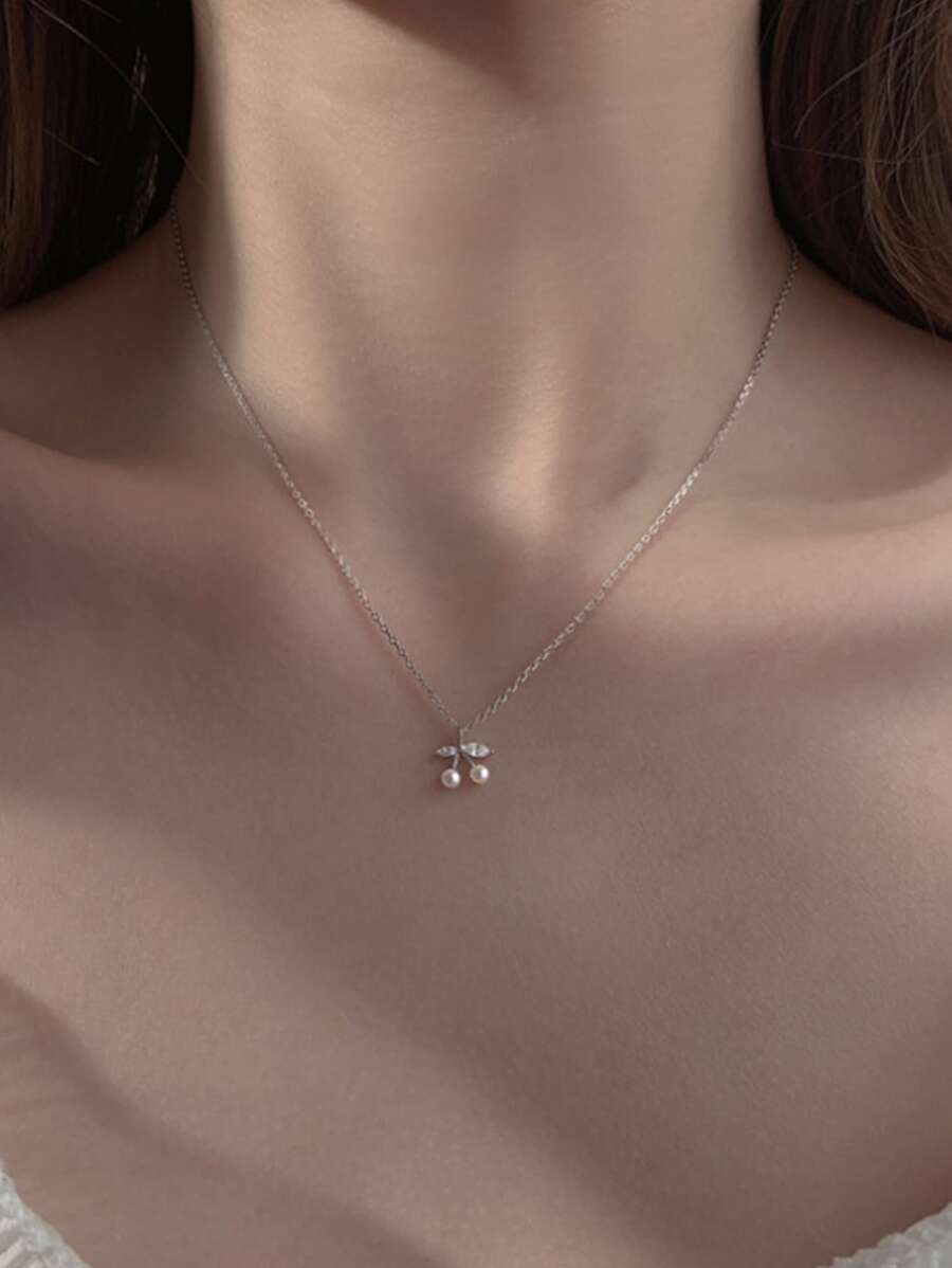Vòng cổ mặt dây chuyền Khối Zirconia  Giọt nước - Bạc - Xem 1