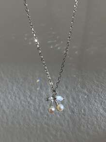 Vòng cổ mặt dây chuyền Khối Zirconia  Giọt nước - Bạc - Xem 3