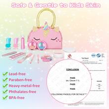 QDRAGON Kids Real Makeup Kit For Girl Pink Unicorn, Little Girl Makeup Set, Real/Non Toxic/Washable Make Up Toy, Unicorns Gifts For Girls Ages 3 4 5 6 7 8 9 10+ Years Old - 粉色 - 查看 6
