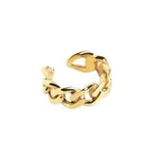 Hip Hop Copper Chain Ring For Men Women For Decoration Party - Gold - View 1
