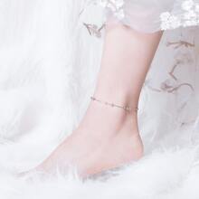 WOSTU 1入組極簡風格圓珠腳錬純銀手環適用於腿女性腳首飾類適合女士腿鏈