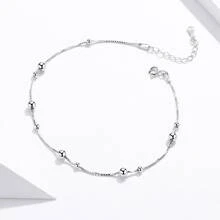 WOSTU 1入組極簡風格圓珠腳錬純銀手環適用於腿女性腳首飾類適合女士腿鏈