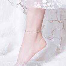 WOSTU 1入組極簡風格圓珠腳錬純銀手環適用於腿女性腳首飾類適合女士腿鏈