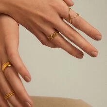 Hip Hop Copper Chain Ring For Men Women For Decoration Party - Gold - View 4