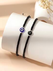 2pcs Women's Holiday Eye Beaded Casual Anklet